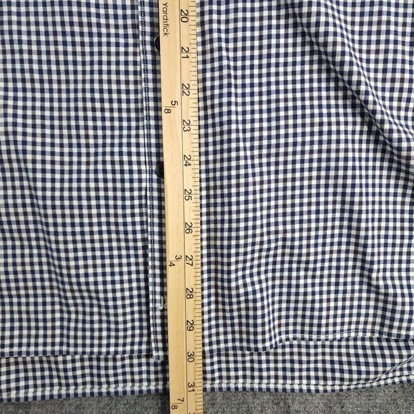 Johnston & Murphy Shirt Large Long Sleeve Blue Gingham Check Point Collar Tailor - Picture 8 of 10